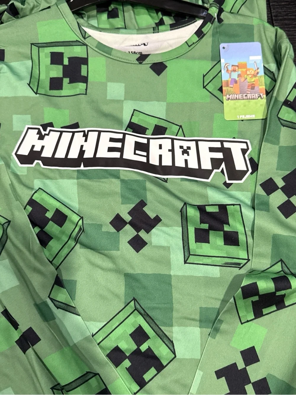 Minecraft X Primark Boys Creeper Pajamas Long Sleeve, Sleep Pants Set 12-13 Yr